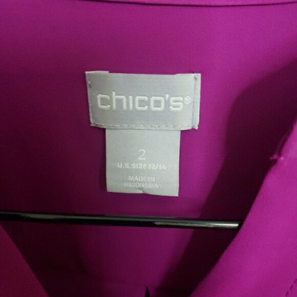 Chico's Blouse Top Magenta Pink Hidden Button Up Women's Size 2 US L - Picture 2 of 10